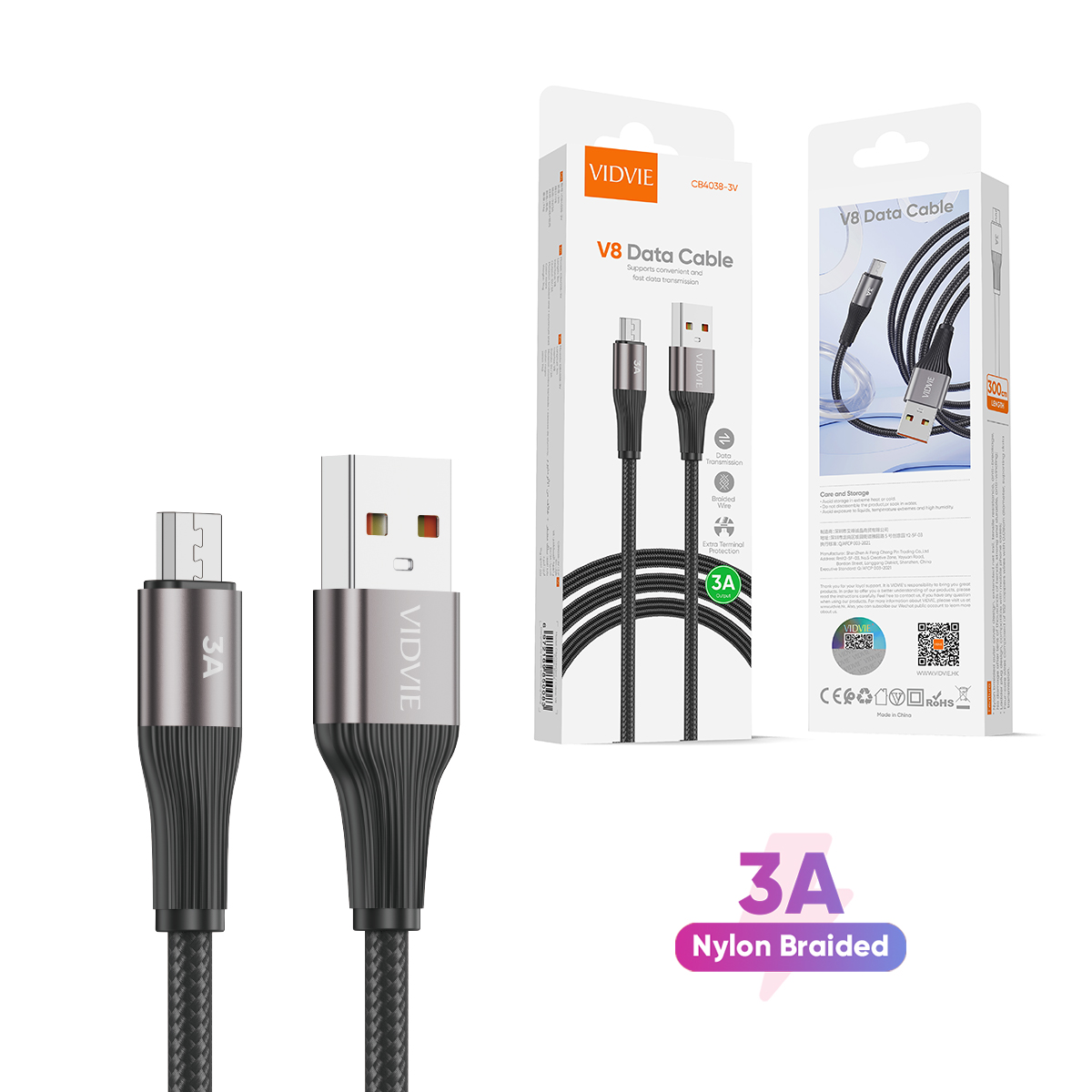 کابل شارژ MICRO USB برند تایوانی ویدوی VIDVIE CB4038v